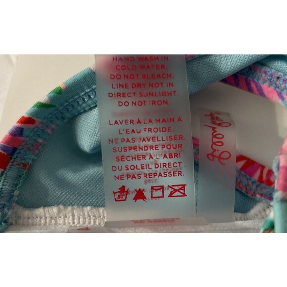 Lilly Pulitzer Eddee Halter Bandeau Bikini Top Aqua Print Size 4 - Picture 8 of 8